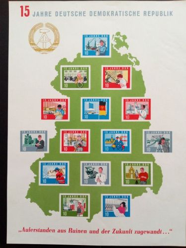 DDR BLOCK 19 POSTFRISCH(MINT) 15 JAHRE DDR 1964 BERUFE