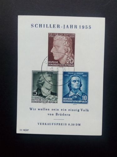 DDR BLOCK 12 GESTEMPELT(USED) SCHILLER JAHR 1955 STEMPEL DRESDEN