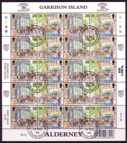 ALDERNEY MI-NR. 121-128 GESTEMPELT(USED) KLEINBOGENSATZ PFERD KUTSCHE FEUERWEHR KIRCHE SCHIFF
