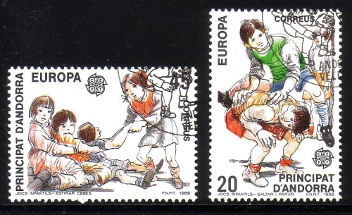 ANDORRA SPANISCH MI-NR. 209-210 GESTEMPELT(USED) EUROPA 1989 KINDERSPIELE