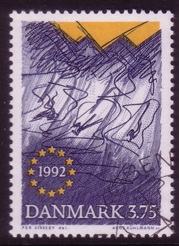 DÄNEMARK MI-NR. 1038 GESTEMPELT(USED) MITLÄUFER 1992 EUROPÄISCHER BINNENMARKT
