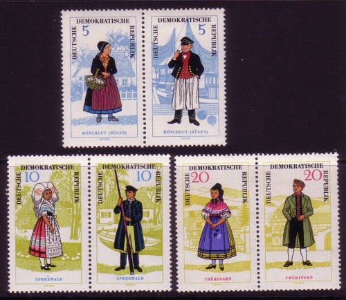 DDR MI-NR. 1074-1079 ZD POSTFRISCH(MINT) VOLKSTRACHTEN (I) 1964