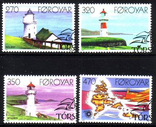 FÄRÖER MI-NR. 121-124 o LEUCHTTÜRME 1985