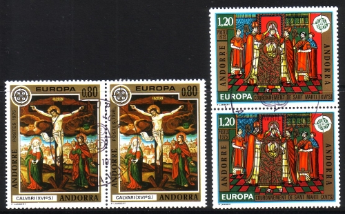 FRANZÖSISCH ANDORRA MI-NR. 264-265 o PÄRCHEN EUROPA 1975 GEMÄLDE