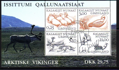 GRÖNLAND BLOCK 18 o ARKTISCHE WIKINGER (II) RENTIER BÄR FALKE