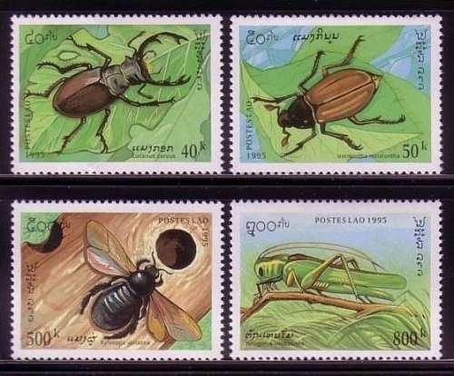 LAOS 1481-1484 POSTFRISCH(MINT) INSEKTEN 1995 HIRSCHKÄFER HEUSCHRECKE