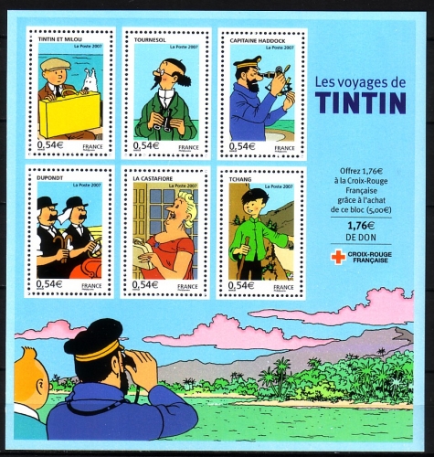 FRANKREICH BLOCK 78 POSTFRISCH(MINT) TINTIN und MILOU von HERGÉ - TIM und STRUPPI