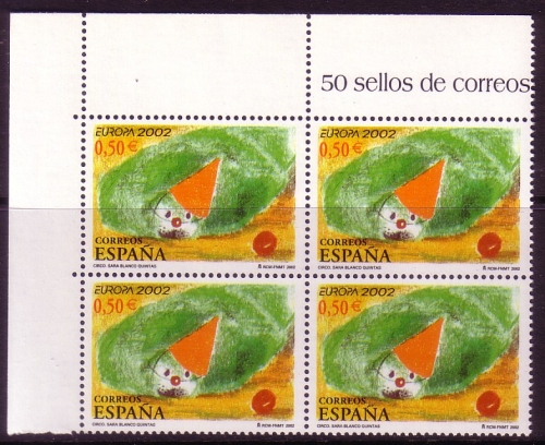 SPANIEN MI-NR. 3741 POSTFRISCH(MINT) 4er BLOCK EUROPA 2002 ZIRKUS
