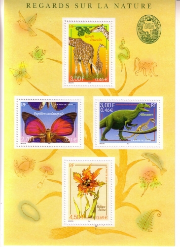 FRANKREICH BLOCK 23 POSTFRISCH(MINT) NATURHISTORISCHES MUSEUM PARIS 2000 GIRAFFE DINOSAURIER