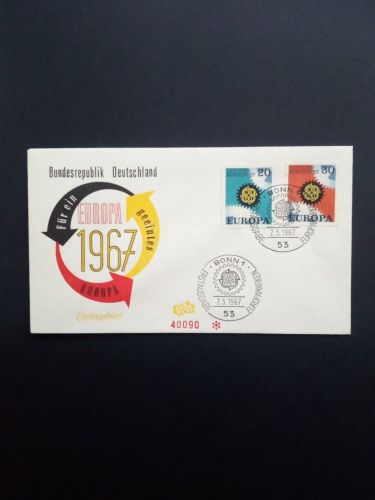DEUTSCHLAND MI-NR. 533-534 FDC EUROPA CEPT 1967 ZAHNRÄDER