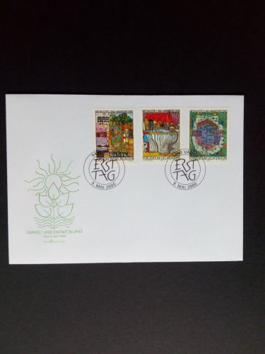 LIECHTENSTEIN MI-NR. 1235-1237 FDC FRIEDENSREICH HUNDERTWASSER EXPO 2000 HANNOVER