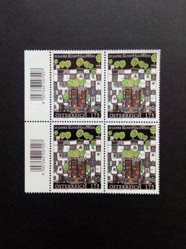 ÖSTERREICH MI-NR. 2917 POSTFRISCH(MINT) 4er BLOCK FRIEDENSREICH HUNDERTWASSER 20 JAHRE KUNSTHAUS WIEN