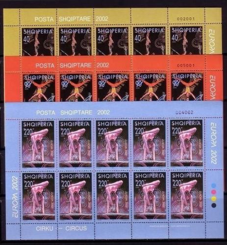 ALBANIEN MI-NR. 2866-2868 POSTFRISCH(MINT) KLEINBOGENSATZ EUROPA 2002 ZIRKUS JONGLEUR AKROBATIK