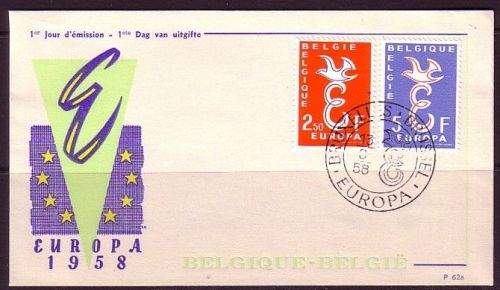 BELGIEN MI-NR. 1117-1118 FDC EUROPA 1958