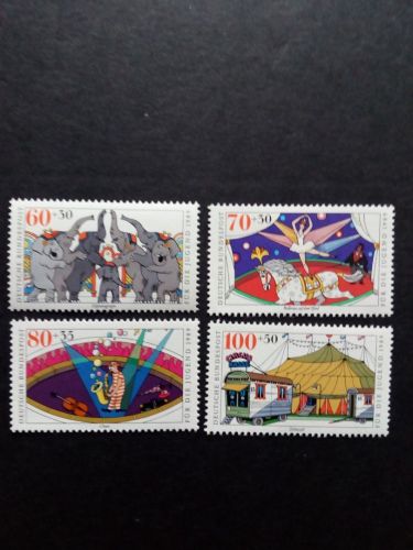 DEUTSCHLAND MI-NR. 1411-1414 POSTFRISCH(MINT) JUGEND 1989 ZIRKUS PFERD CLOWN EFEFANT