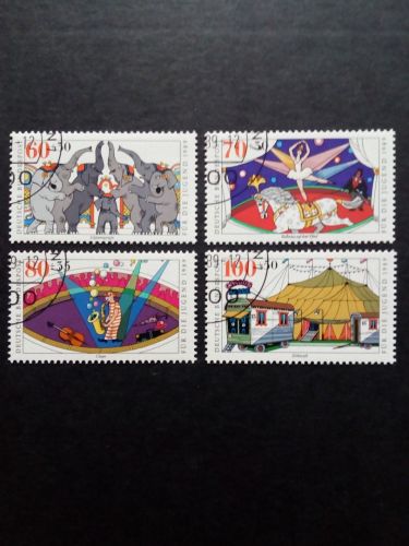 DEUTSCHLAND MI-NR. 1411-1414 GESTEMPELT(USED) JUGEND 1989 ZIRKUS PFERD CLOWN EFEFANT