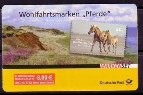DEUTSCHLAND MH 69 GESTEMPELT(USED) WOHLFAHRTSMARKEN 2007 PFERDE POSTPREIS 8,00 EURO