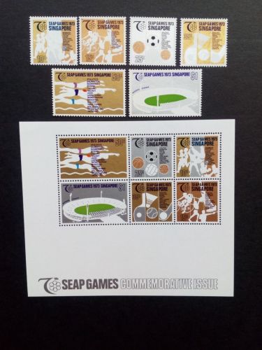 SINGAPUR MI-NR. 186-191 + BLOCK 5 POSTFRISCH(MINT) SEAP-GAMES 1973 JUDO BOXEN RADFAHREN