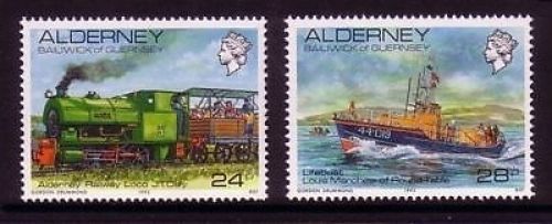 ALDERNEY MI-NR. 59-60 POSTFRISCH(MINT) ANSICHTEN EISENBAHN SEENOTRETTUNGSKREUZER
