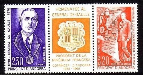 ANDORRA FRANZÖSISCH MI-NR. 418-419 POSTFRISCH(MINT) Zusammendruck CHARLES de GAULLE 1990