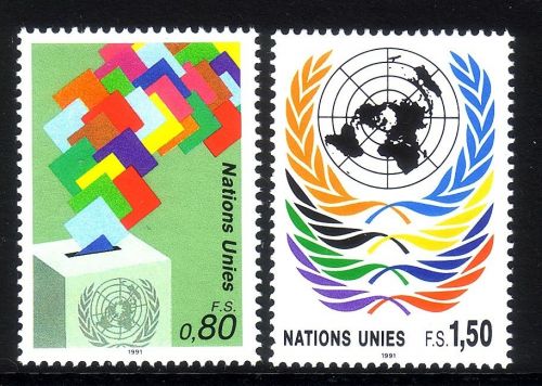 UNO GENF MI-NR. 200-201 POSTFRISCH(MINT) FREIMARKEN UNO EMBLEM 1991