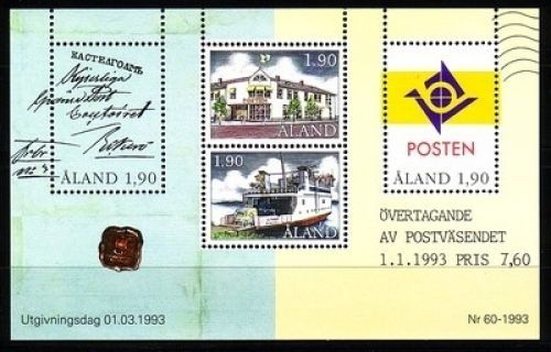 ALAND BLOCK 2 POSTFRISCH(MINT) EIGENE POSTHOHEIT 1993 FÄHRSCHIFF
