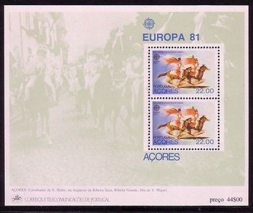 AZOREN BLOCK 2 POSTFRISCH(MINT) EUROPA CEPT 1981 FOLKLORE PFERD REITERSPIELE