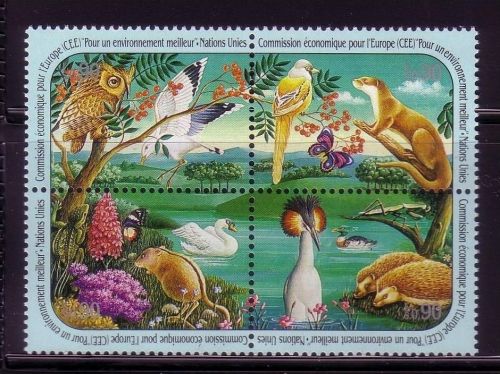 UNO GENF MI-NR. 194-197 POSTFRISCH(MINT) MITLÄUFER 1991 ECE EULE SCHWAN IGEL SCHMETTERLING