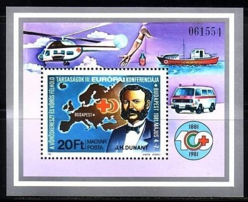 UNGARN BLOCK 149 A POSTFRISCH(MINT) KSZE KONFERENZ des ROTEN KREUZES DUNANT SCHIFF AUTO HUBSCHRAUBER