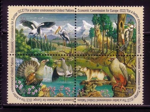 UNO NEW YORK MI-NR. 608-611 POSTFRISCH(MINT) MITLÄUFER 1991 ECE STORCH SPECHT FROSCH