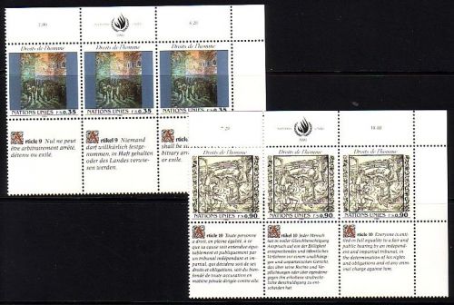 UNO GENF MI-NR. 192-193 POSTFRISCH(MINT) 3er BLOCK RECHTS OBEN MENSCHENRECHTE (II) 1990 van GOGH, ALBRECHT DÜRER