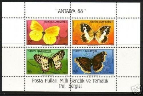 TÜRKEI BLOCK 26 POSTFRISCH(MINT) SCHMETTERLINGE ZITRONENFALTER BRIEFMARKENAUSSTELLUNG ANTALYA 88