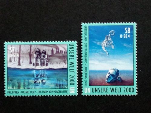 UNO WIEN 307-308 POSTFRISCH(MINT) GEMÄLDEAUSTELLUNG UNSERE WELT 2000