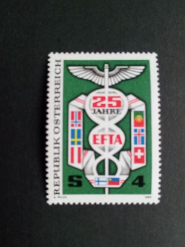ÖSTERREICH MI-NR. 1813 POSTFRISCH(MINT) 25 JAHRE EFTA 1985 FLAGGEN