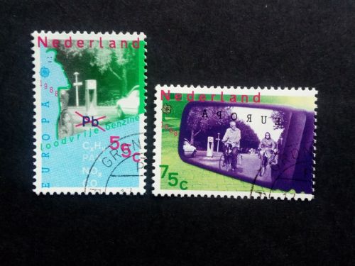 NIEDERLANDE MI-NR. 1343-1344 GESTEMPELT(USED) EUROPA 1988 TRANSPORTMITTEL RADFAHRER AUTO