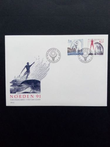 SCHWEDEN MI-NR. 1666-1667 FDC NORDEN 1991 TOURISMUS EISBÄR DELPHIN