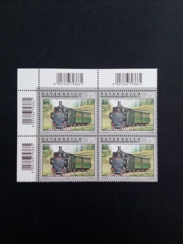 ÖSTERREICH MI-NR. 2676 POSTFRISCH(MINT) 4er BLOCK EISENBAHNEN (VII) BREGENZERWALDBAHN 2007