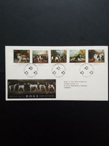 GROSSBRITANNIEN MI-NR. 1305-1309 FDC GEORGE STUBBS GEMÄLDE 1991 HUNDE