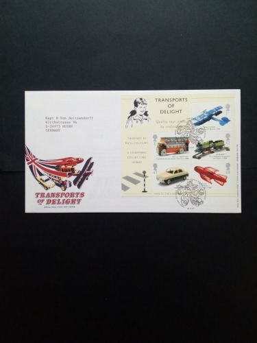 GROSSBRITANNIEN BLOCK 16 FDC TRANSPORTWESEN (III) 2003 MODELLSPIELZEUG FLUGZEUG AUTO BUS EISENBAHN