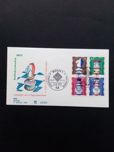 DEUTSCHLAND MI-NR. 742-745 FDC(3) WOHLFAHRT 1972 SCHACHFIGUREN STENPEL BONN
