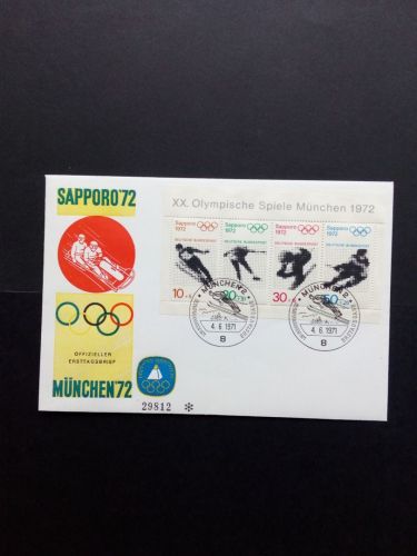 DEUTSCHLAND BLOCK 6 FDC(1) OLYMPISCHE SPIELE 1972 SAPPORO SKI EISHOCKEY