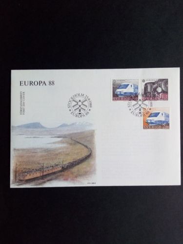 SCHWEDEN MI-NR. 1501-1503 FDC EUROPA 1988 TRANSPORTMITTEL EISENBAHN