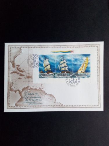 SCHWEDEN H-BLATT 196 C FDC EUROPA 1992 ENTDECKUNG AMERIKAS SCHIFF
