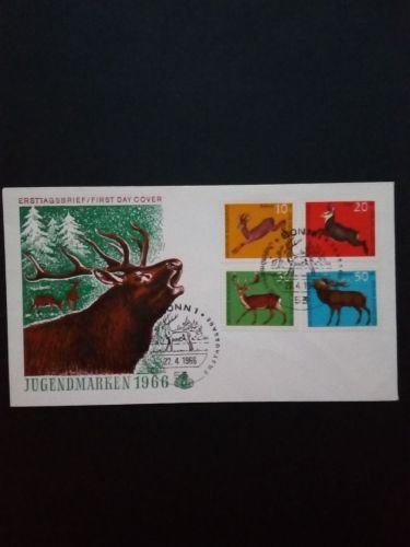 DEUTSCHLAND MI-NR. 511-514 FDC(FIDACOS) JUGEND 1966 HOCHWILD HIRSCH REH GÄMSE