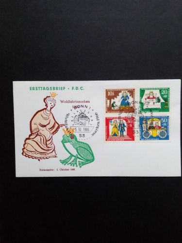 DEUTSCHLAND MI-NR. 523-526 FDC WOHLFAHRT 1966 GRIMMS MÄRCHEN (VIII) FROSCHKÖNIG