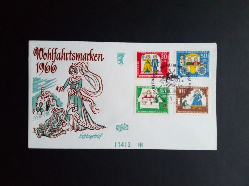 BERLIN MI-NR. 295-298 FDC(FIDACOS) WOHLFAHRT 1966 GRIMMS MÄRCHEN III FROSCHKÖNIG