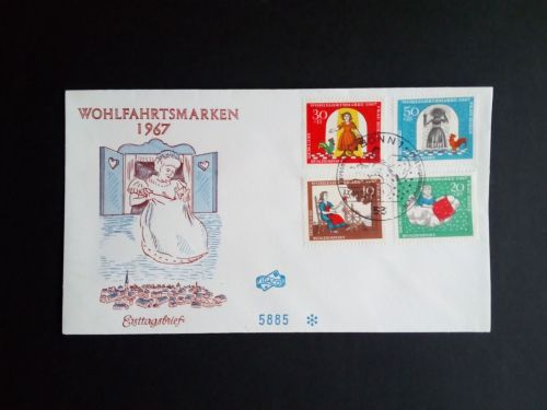 DEUTSCHLAND MI-NR. 538-541 FDC(FIDACOS) WOHLFAHRT 1967 GRIMMS MÄRCHEN IX FRAU HOLLE