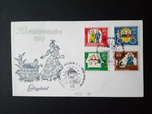 DEUTSCHLAND MI-NR. 523-526 FDC(FIDACOS) WOHLFAHRT 1966 GRIMMS MÄRCHEN (VIII) FROSCHKÖNIG