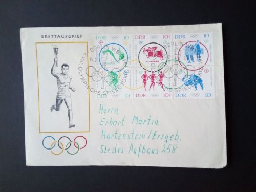 DDR MI-NR. 1039-1044 FDC ZUSAMMENDRUCK SOMMEROLYMPIADE TOKIO 1964