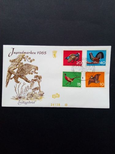 BERLIN MI-NR. 250-253 FDC(FIDACOS) JUGEND 1965 FEDERWILD FASAN AUERHAHN